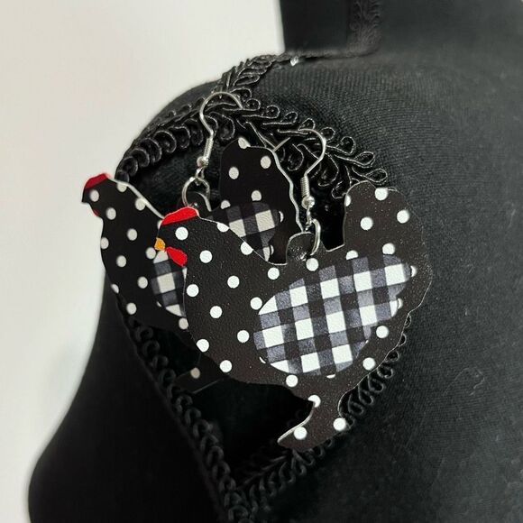 2/$10 ⭐️ 3/$12 | Faux Leather Chicken Dangle Earrings - Picture 1 of 5